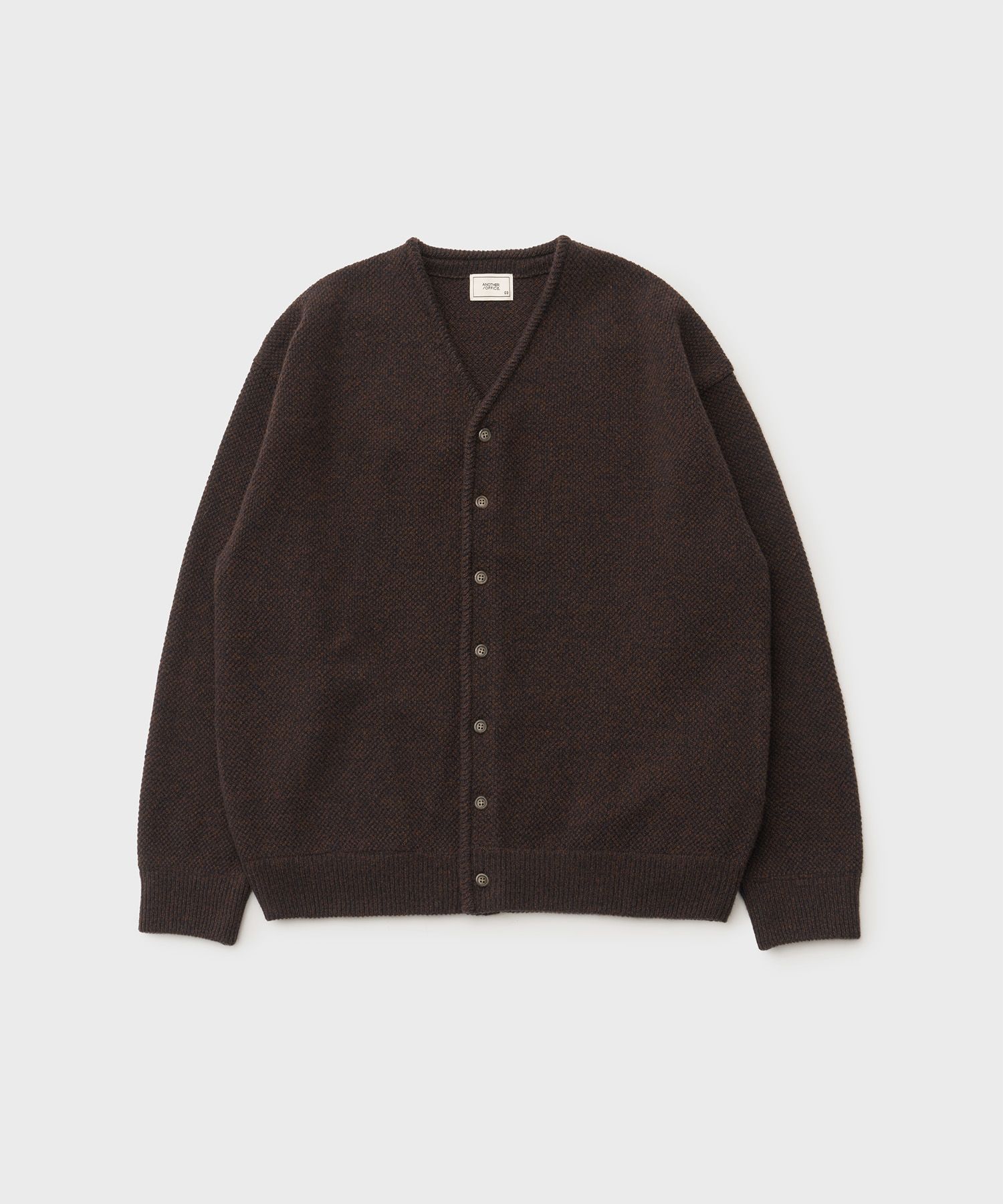 Moss Stitch V-Neck Cardigan（Brown）