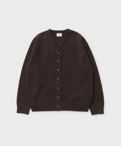 Moss Stitch V-Neck Cardigan（Brown）