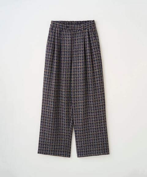 2TUCK WIDE SUMMER TWEED PANTS（NAVY）