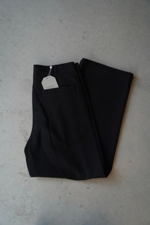 WOOL COTTON 2 TUCK TROUSERS（BLACK）