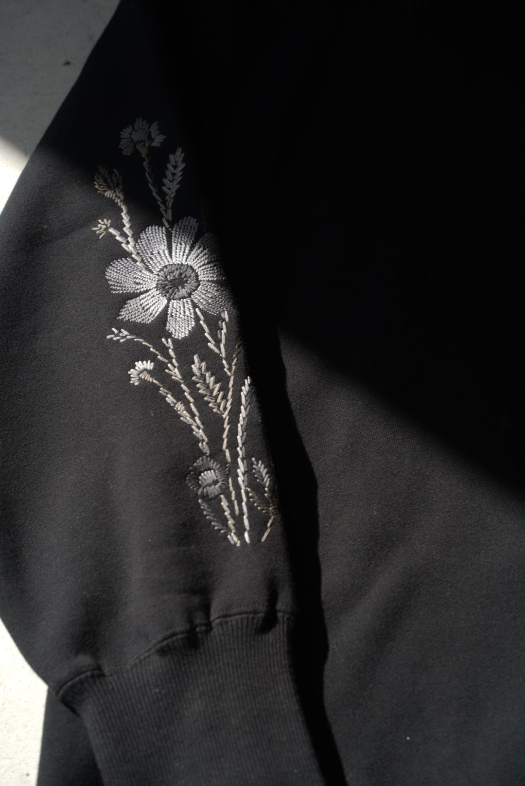 Embroidered Jacquard Crewneck Sweatshirt（BLACK）