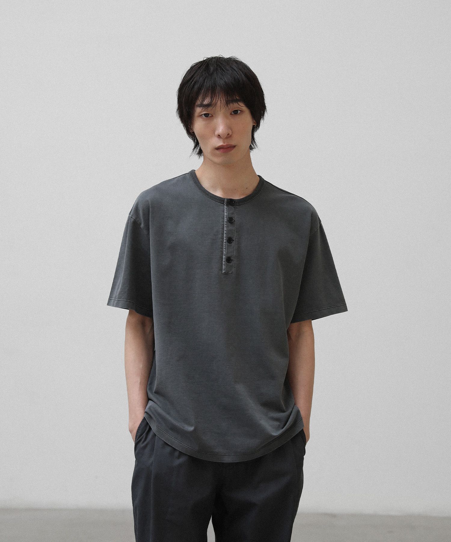 French Henry Neck Garment Tee（DOVE GRAY）