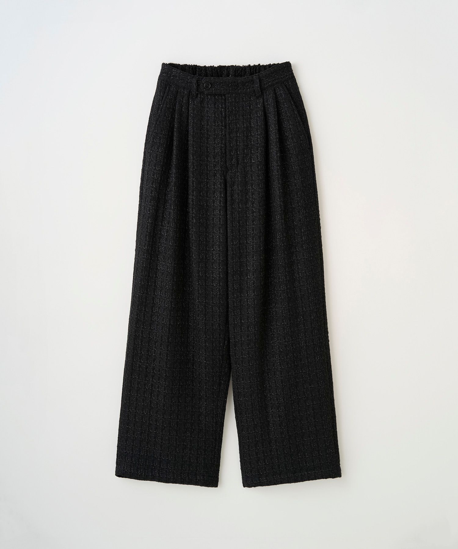 2TUCK WIDE SUMMER TWEED PANTS（BLACK）