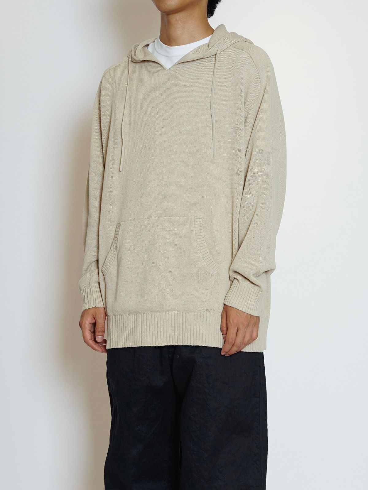 LINEN KNIT HOODIE（ECRU）