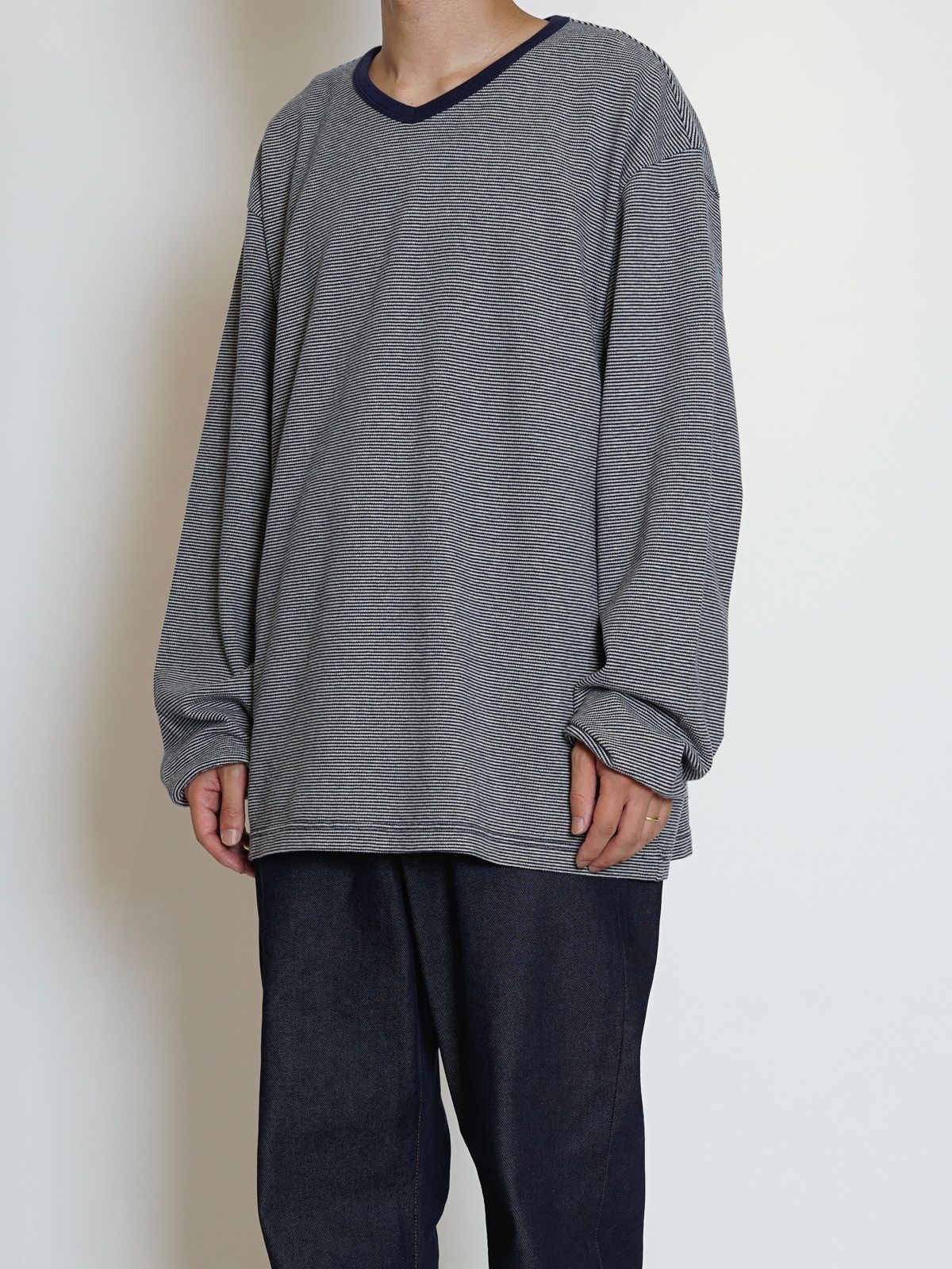 V NECK L/S TSHIRTS（NAVY）