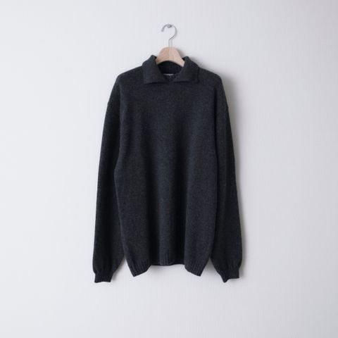 ALPACA POLO COLLAR KNIT SHIRT（GRAY）