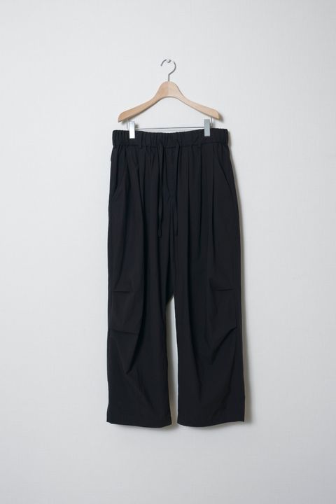 Soft Cotton Knee Tuck Pants（BLACK）