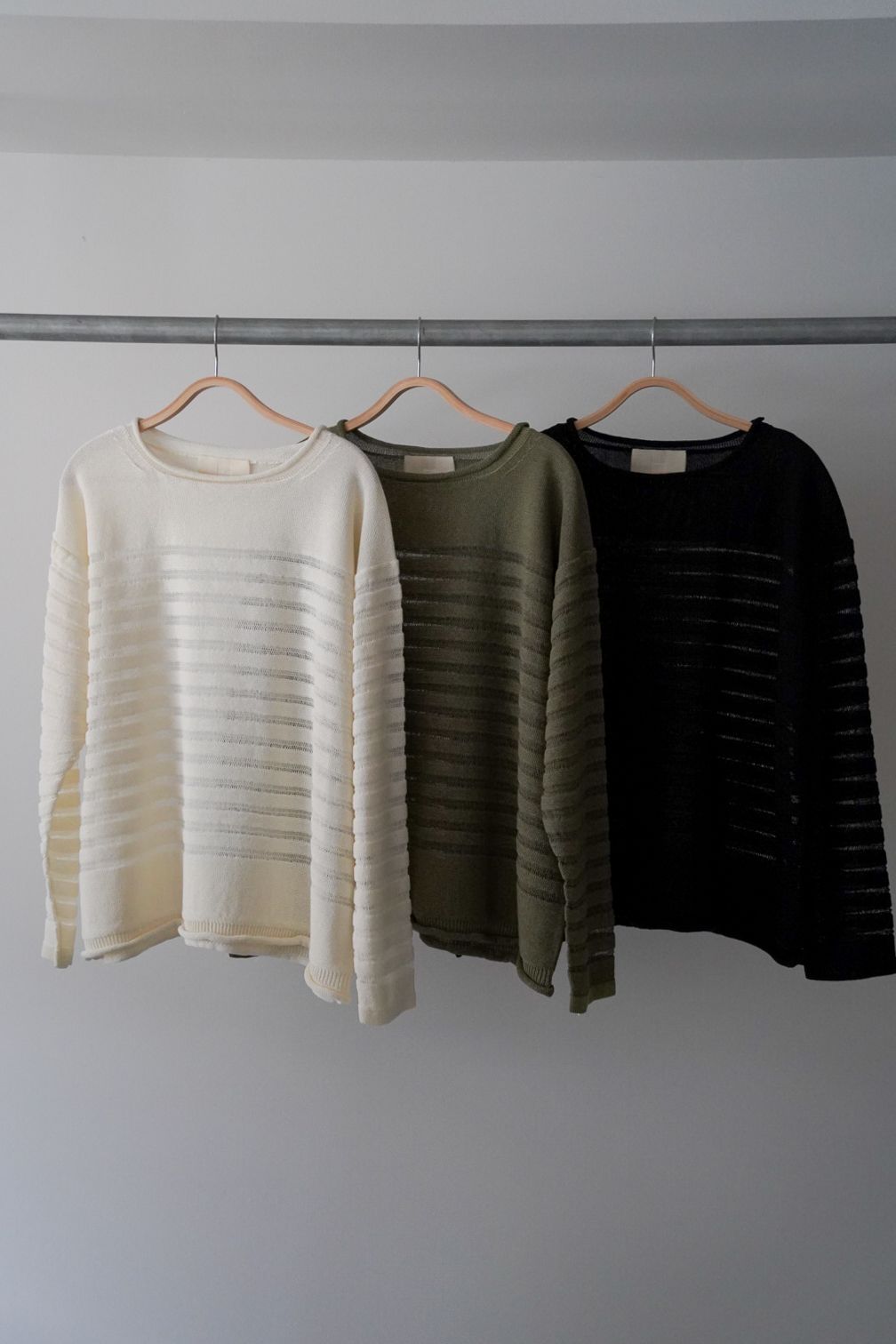 PANEL BORDER SWEATER（KHAKI）