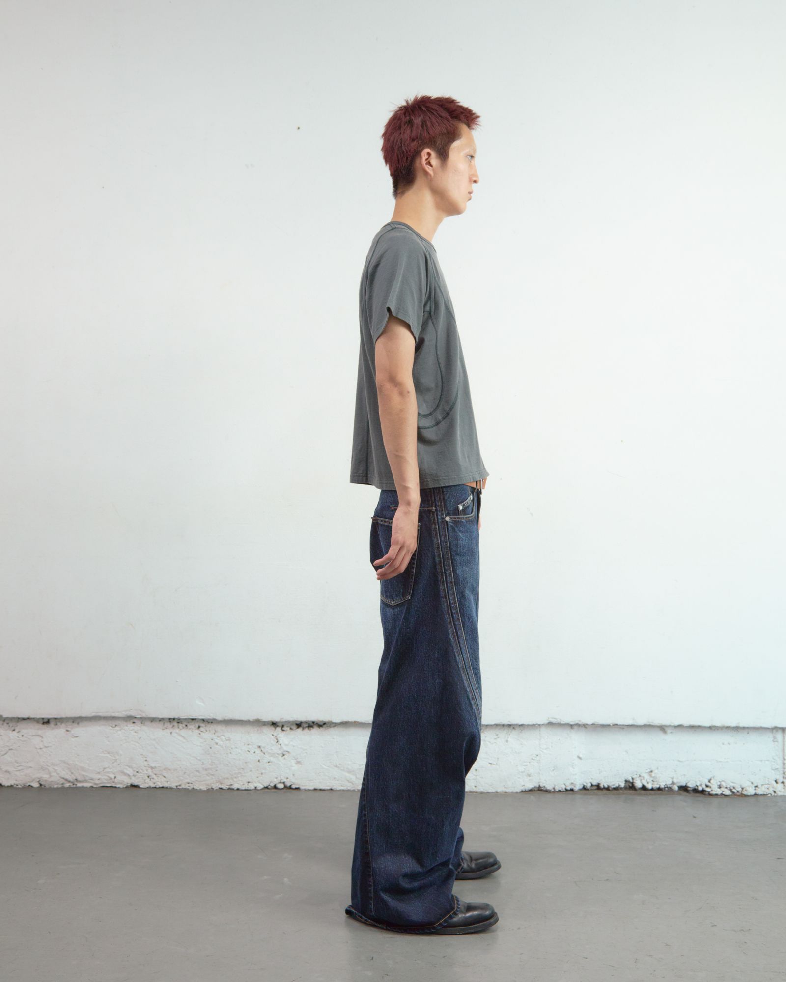 3D TWISTED WIDE LEG JEANS（DARK FADED INDIGO）