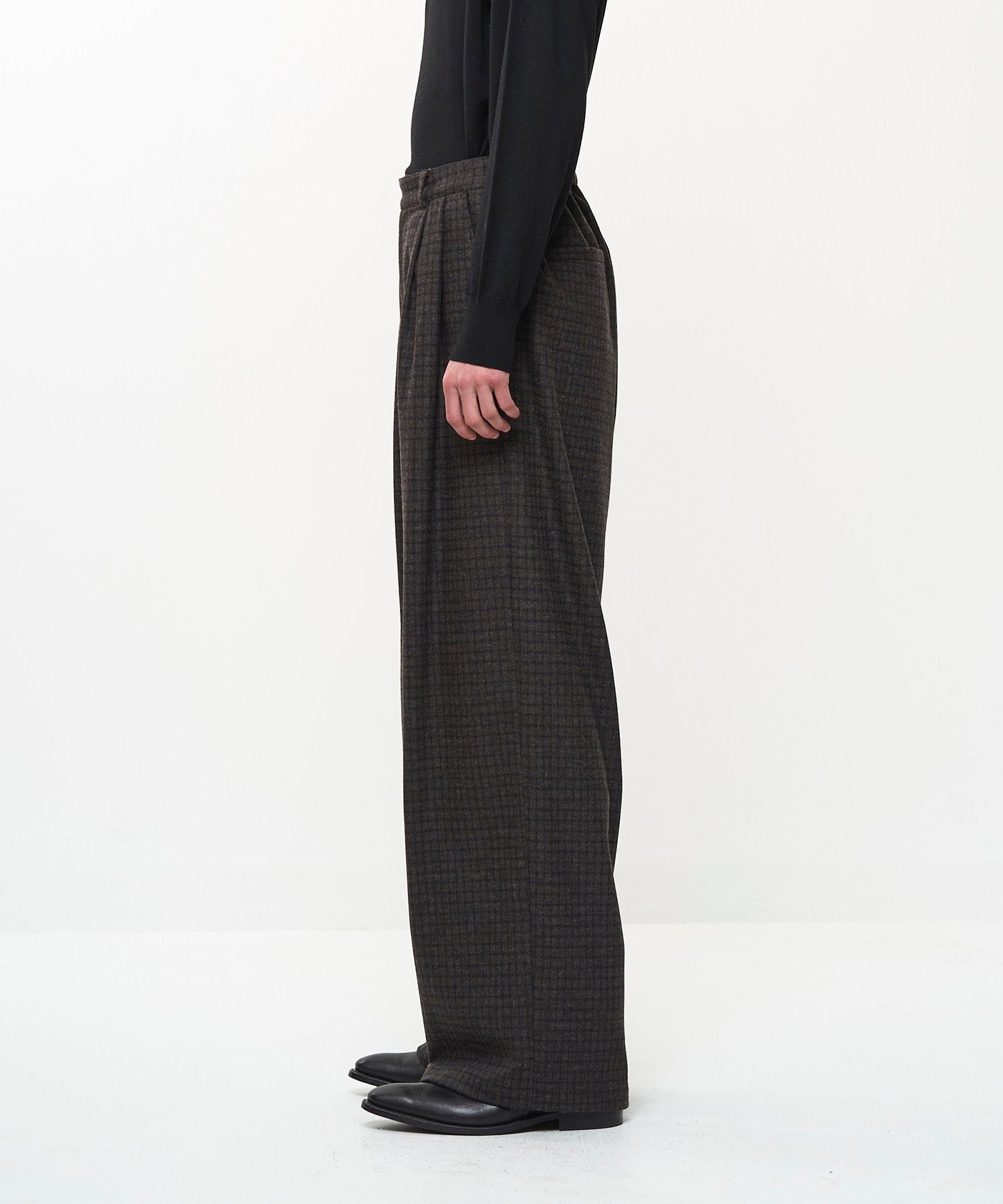 2TUCK WIDE EASY PANTS（BROWN）