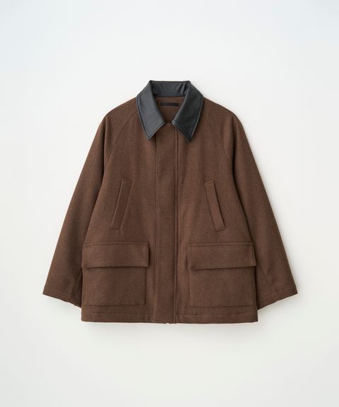 LEATHER COLLAR RIDING JACKET（BROWN）