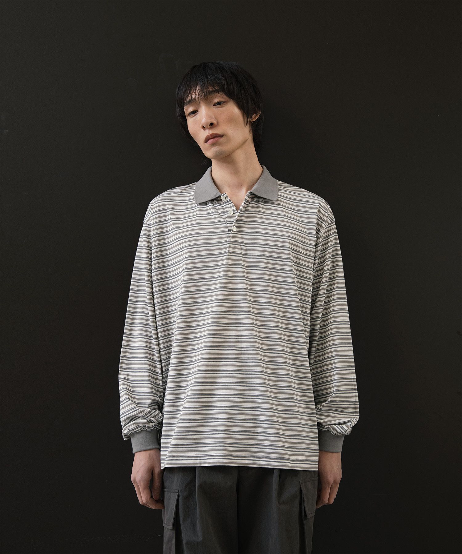 Brief Stripe Rugby TEE(LIGHT KHAKI)