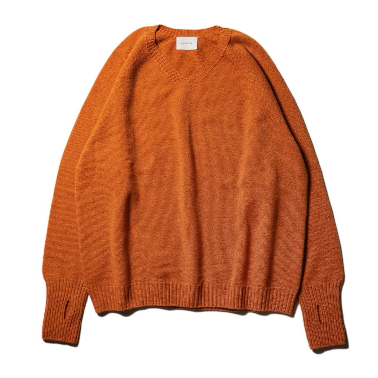 Whole Garment V-Neck – Super Fine Merino（ORANGE）