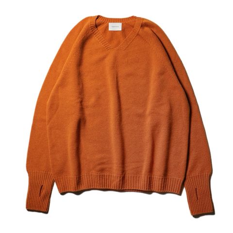 Whole Garment V-Neck – Super Fine Merino（ORANGE）
