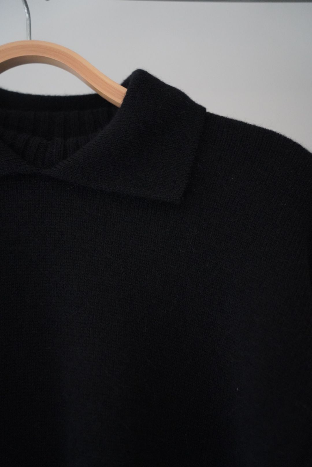 ALPACA POLO COLLAR KNIT SHIRT（GRAY）