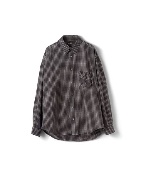 WRIST PATCH SLOUCH SHIRT "CHECK"（CHARCOAL）