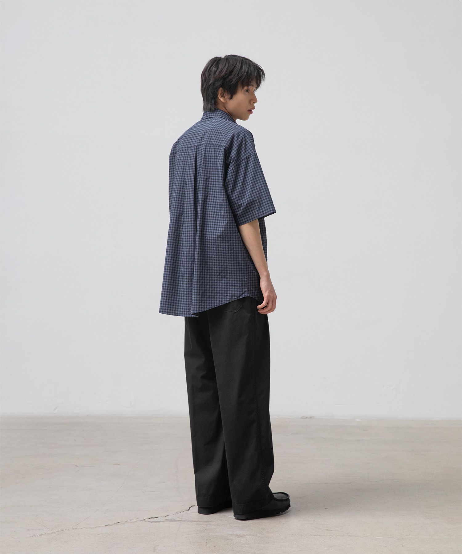 Huge Gingham Check Shirt（DUSTY INDIGO）