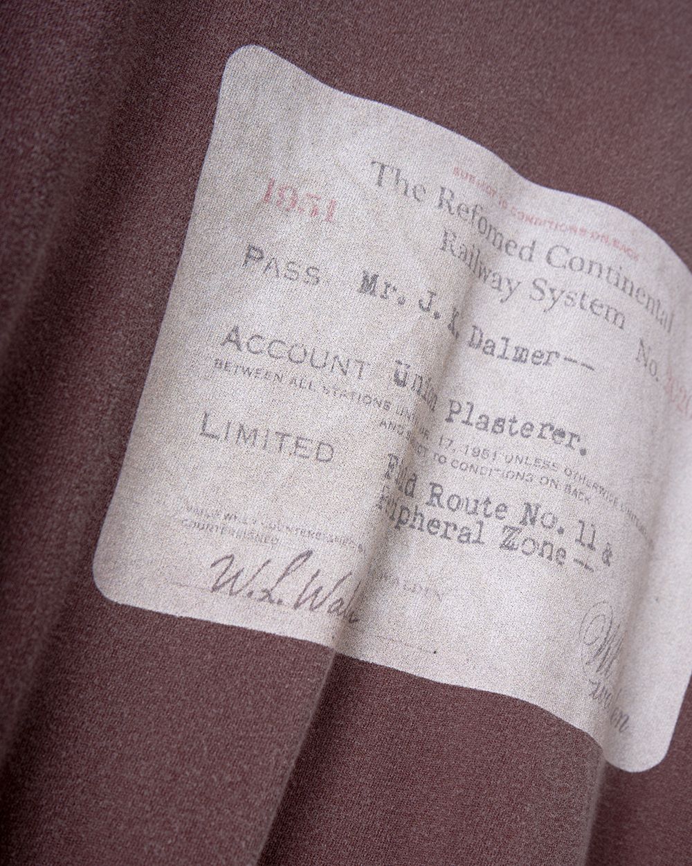 RAILWAY TICKET TEE（BROWN）