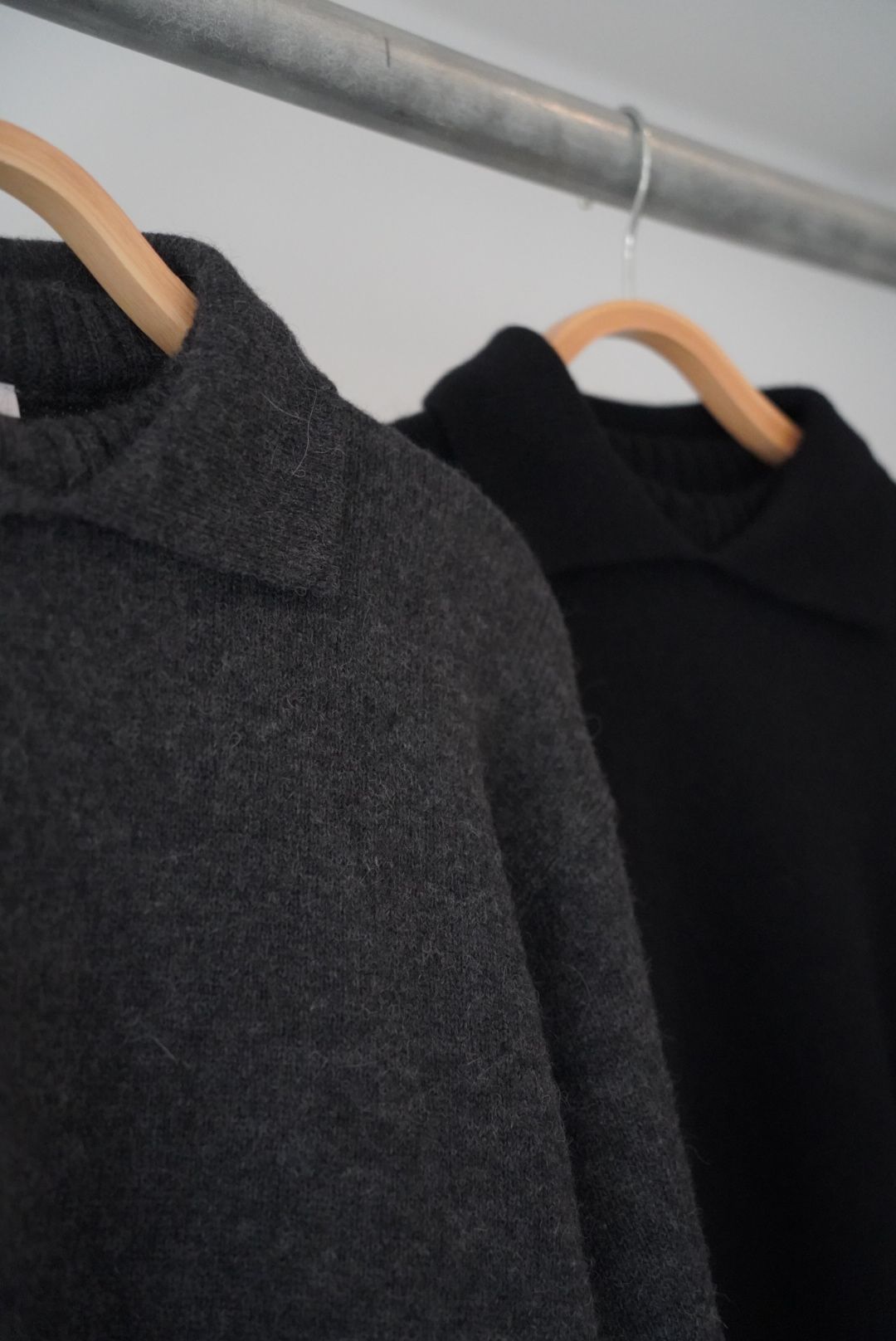 ALPACA POLO COLLAR KNIT SHIRT（BLACK）