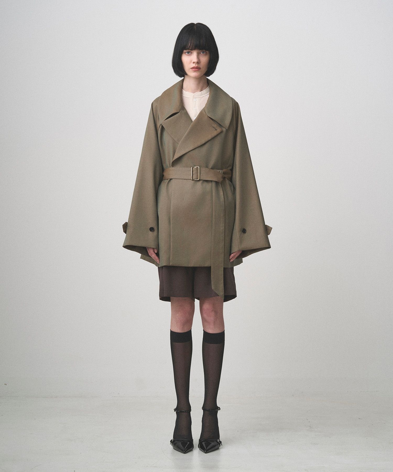 BELTED SHORT TRENCH（BEIGE）