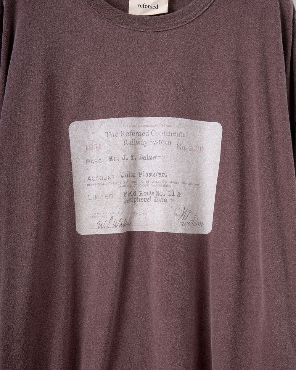 RAILWAY TICKET TEE（BROWN）