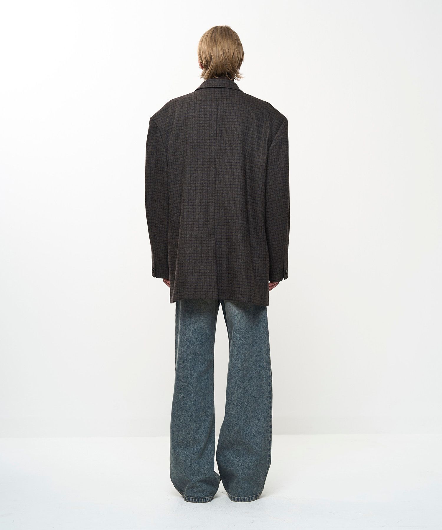 OVERSIZED CHECK JACKET（BROWN）