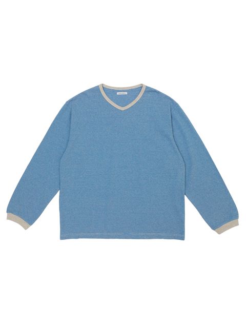 V NECK L/S TSHIRTS（BLUE）