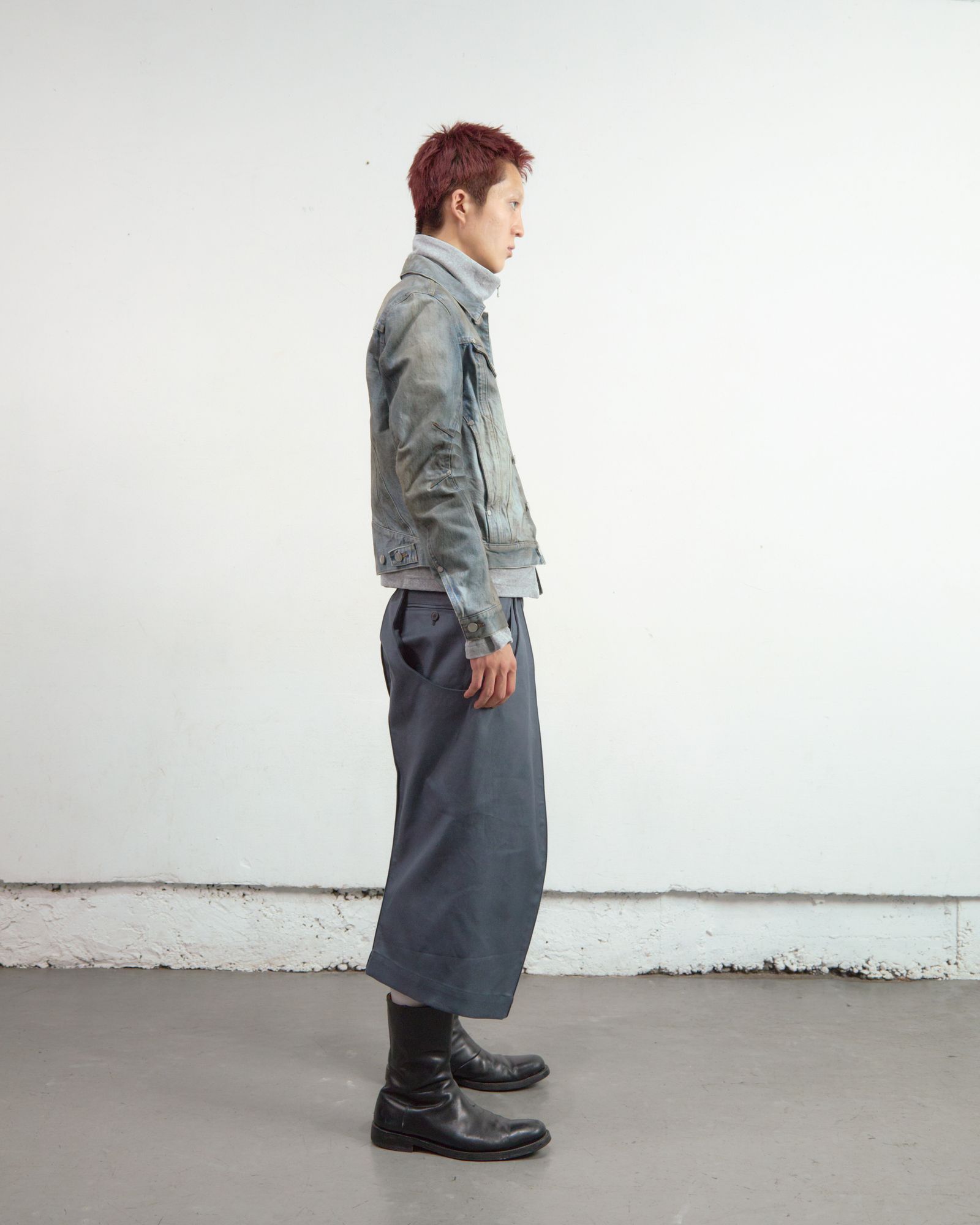 S CURVED UTILITY CAPRI TROUSERS（SLATE BLUE）