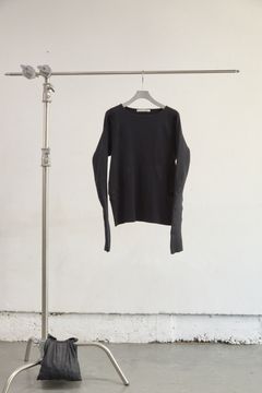 PANELLED RIBBED LONG SLEEVE T-SHIRT（BLACK）