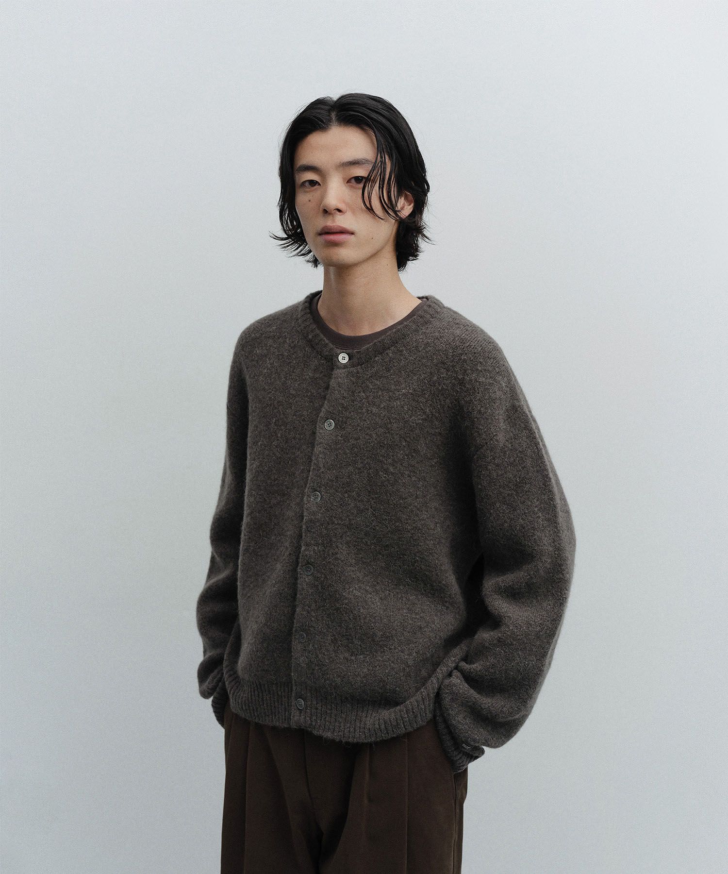Current Alpaca Roundneck Cardigan（BASALT）