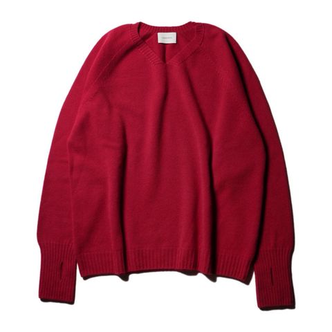 Whole Garment V-Neck – Super Fine Merino（RED）
