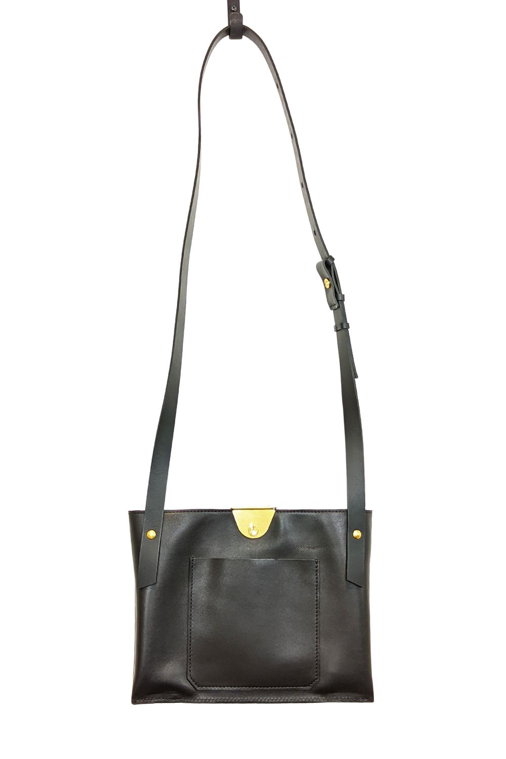 ke shi ki - Leather clip compact shoulder bag [Black] / レザー ...