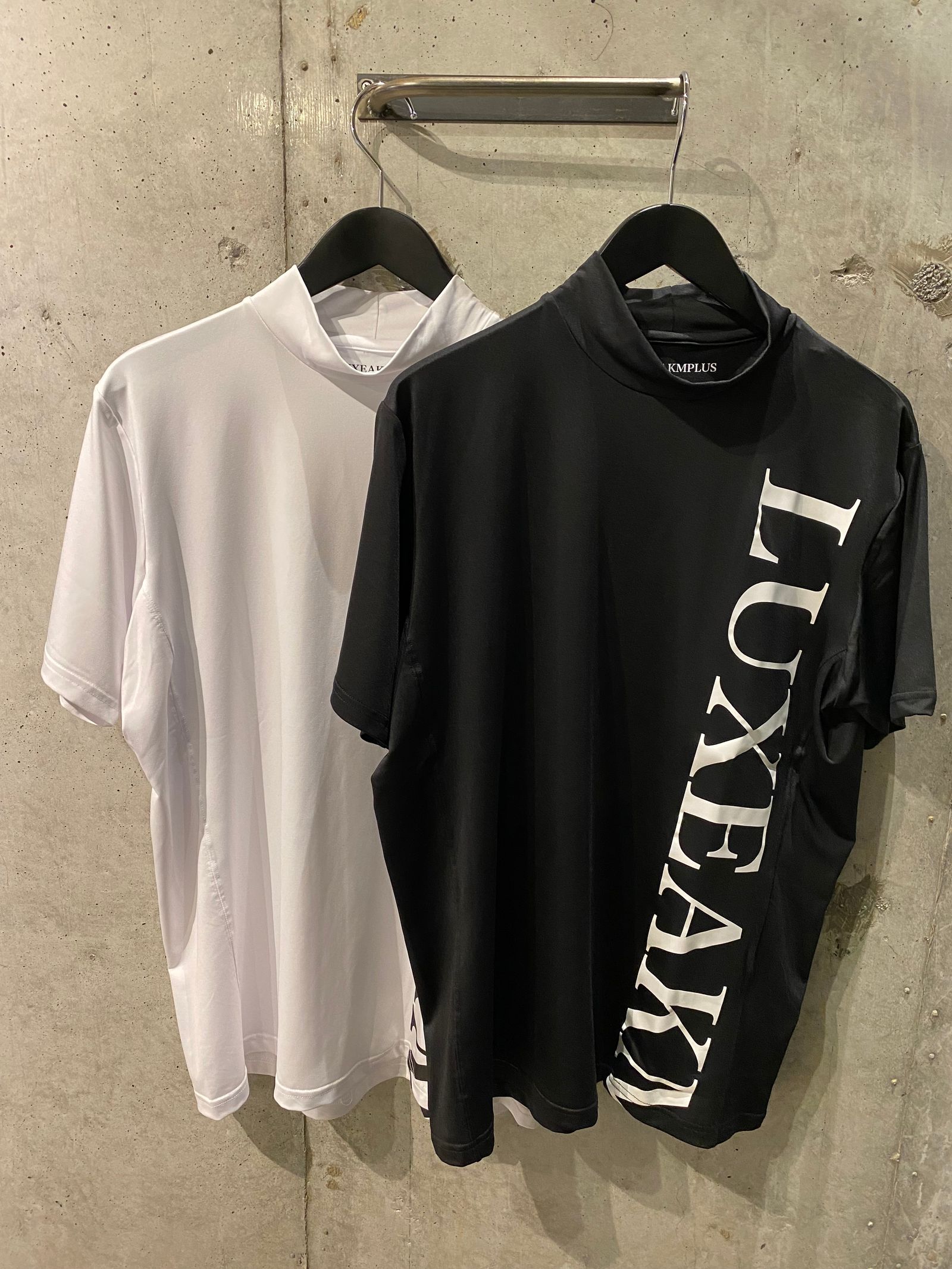 半袖モックネックTシャツ/BLACK