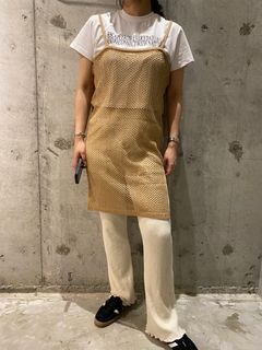 メッシュキャミソール／キャメル/フリーサイズ