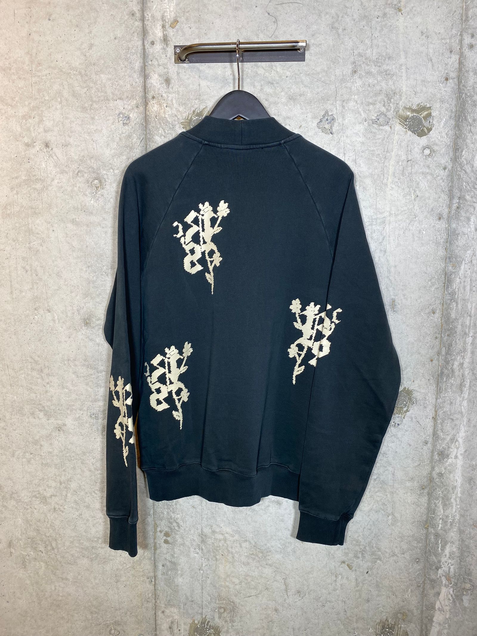 FLEECE CARDIGAN/FLOWER BLACK