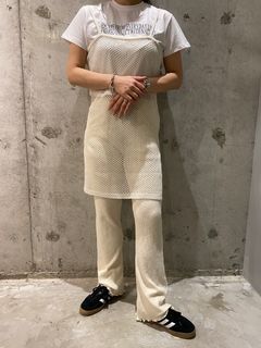 リブパンツ/オフホワイト/フリーサイズ
