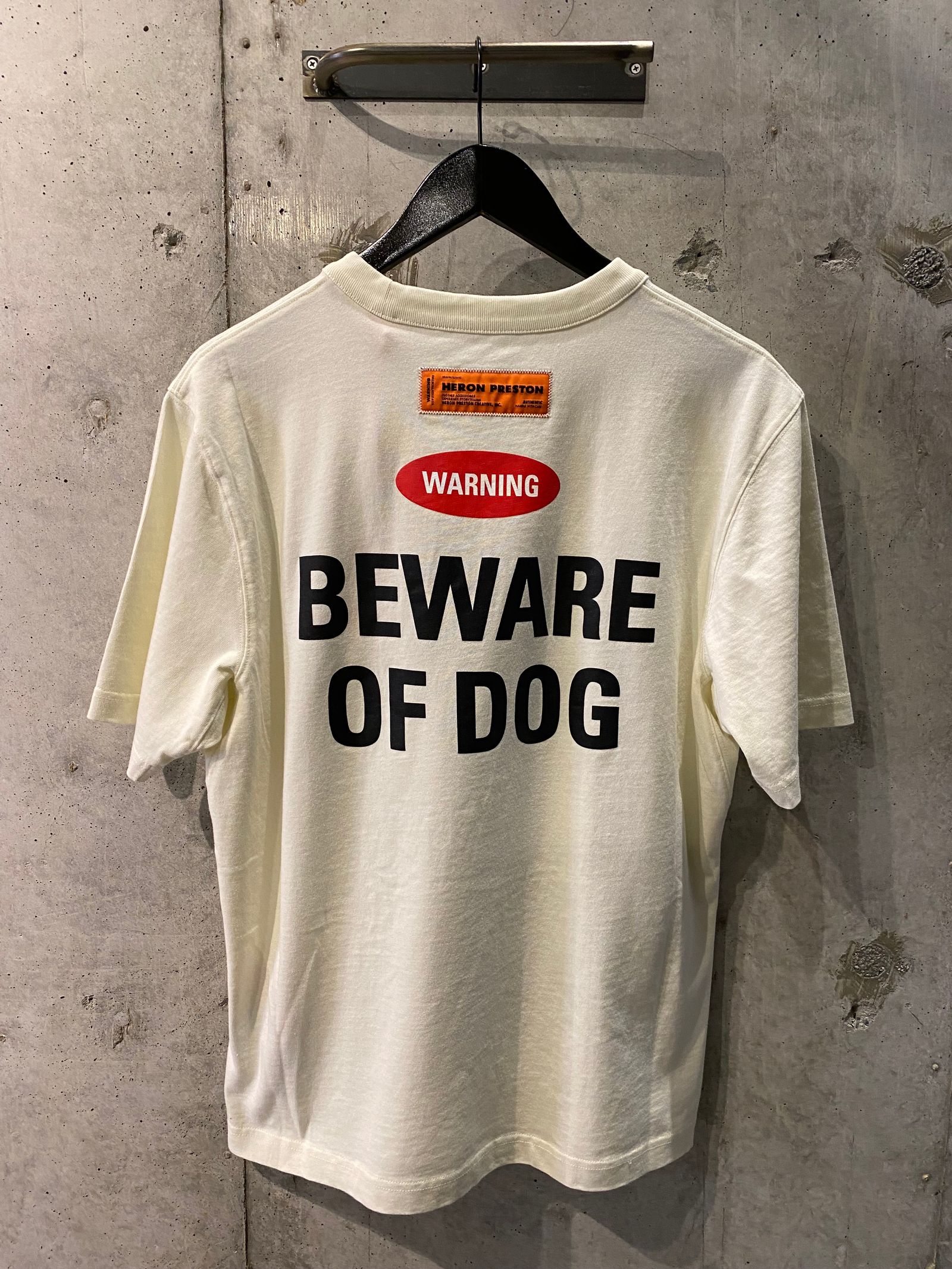 BEWARE OF DOG/white
