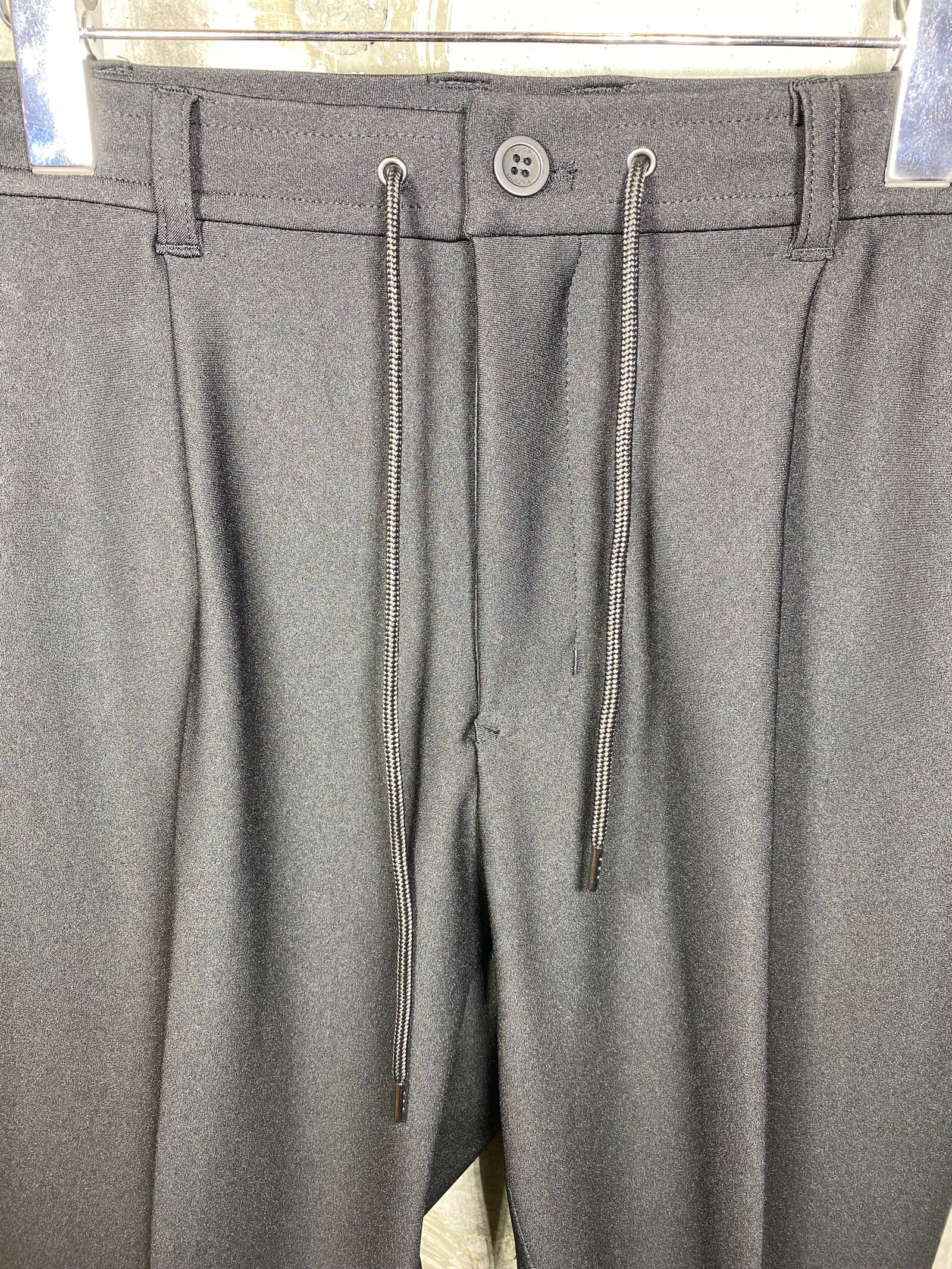 JERSEY ONE TUCK PANTS/BLACK