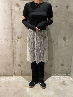 重ね着レーススカート／ホワイト/フリーサイズ