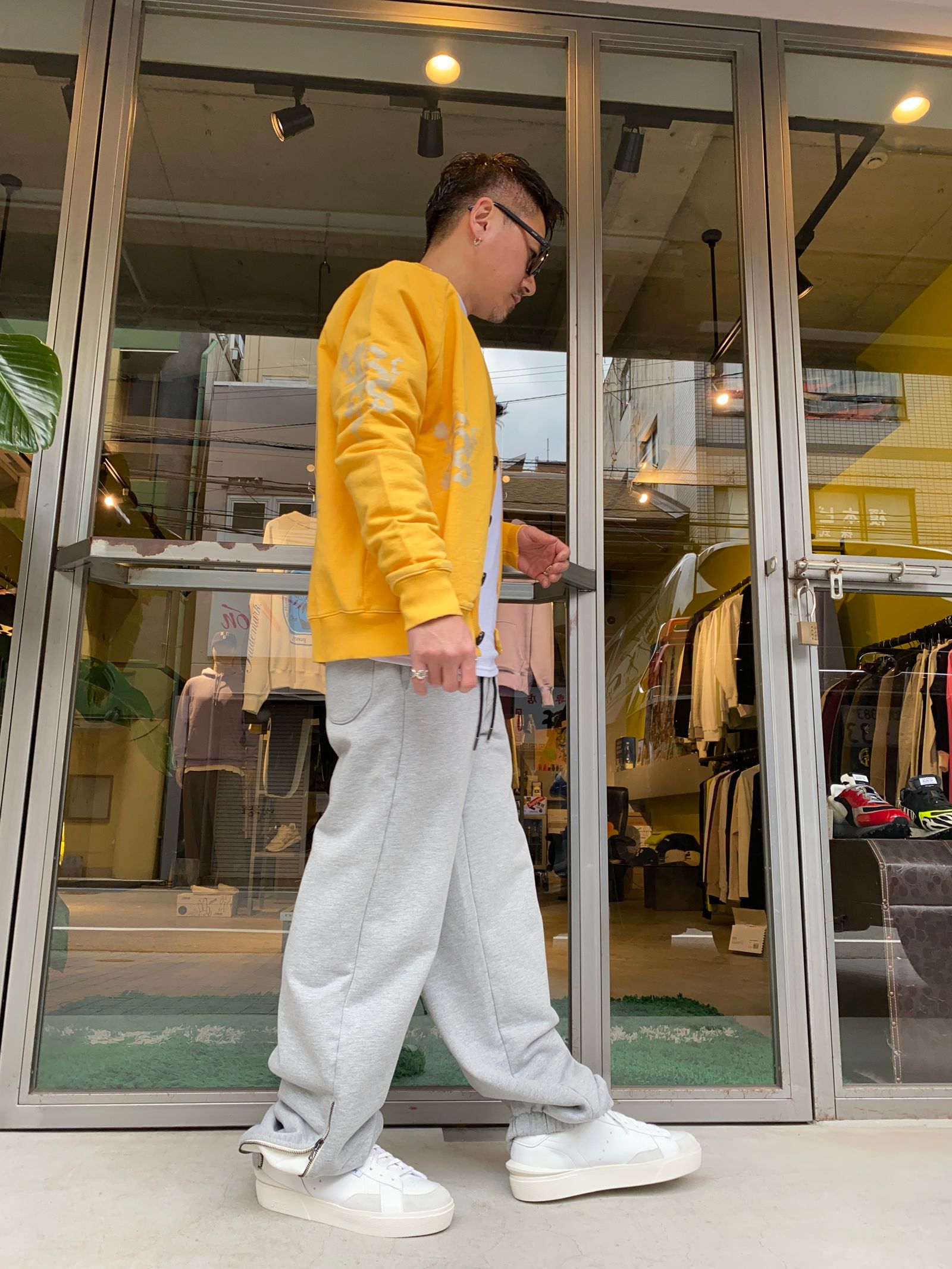 FLEECE CARDIGAN/FLOWER YELLOW