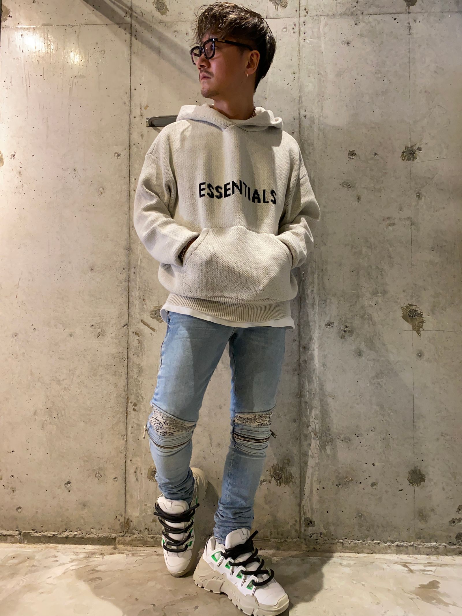 FOG ESSENTIALS KNIT HOODIE/oatmeal