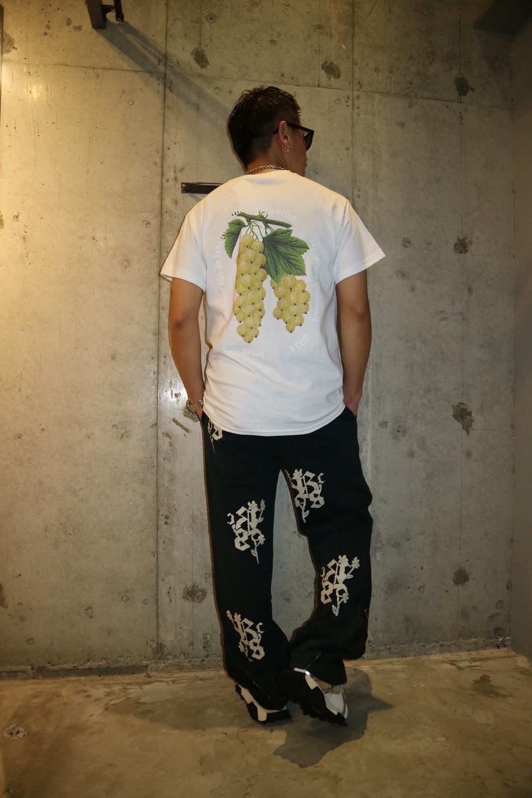 FLEECE ZIPPED PANTS/FLOWER BLACK