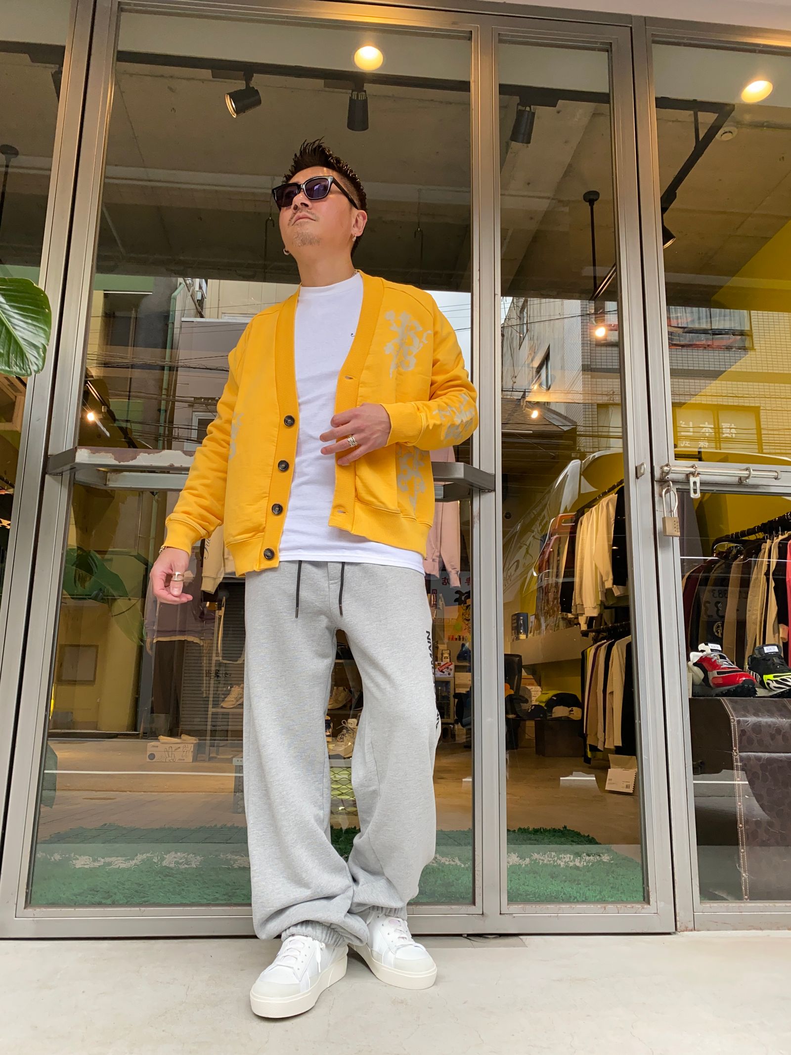 FLEECE CARDIGAN/FLOWER YELLOW