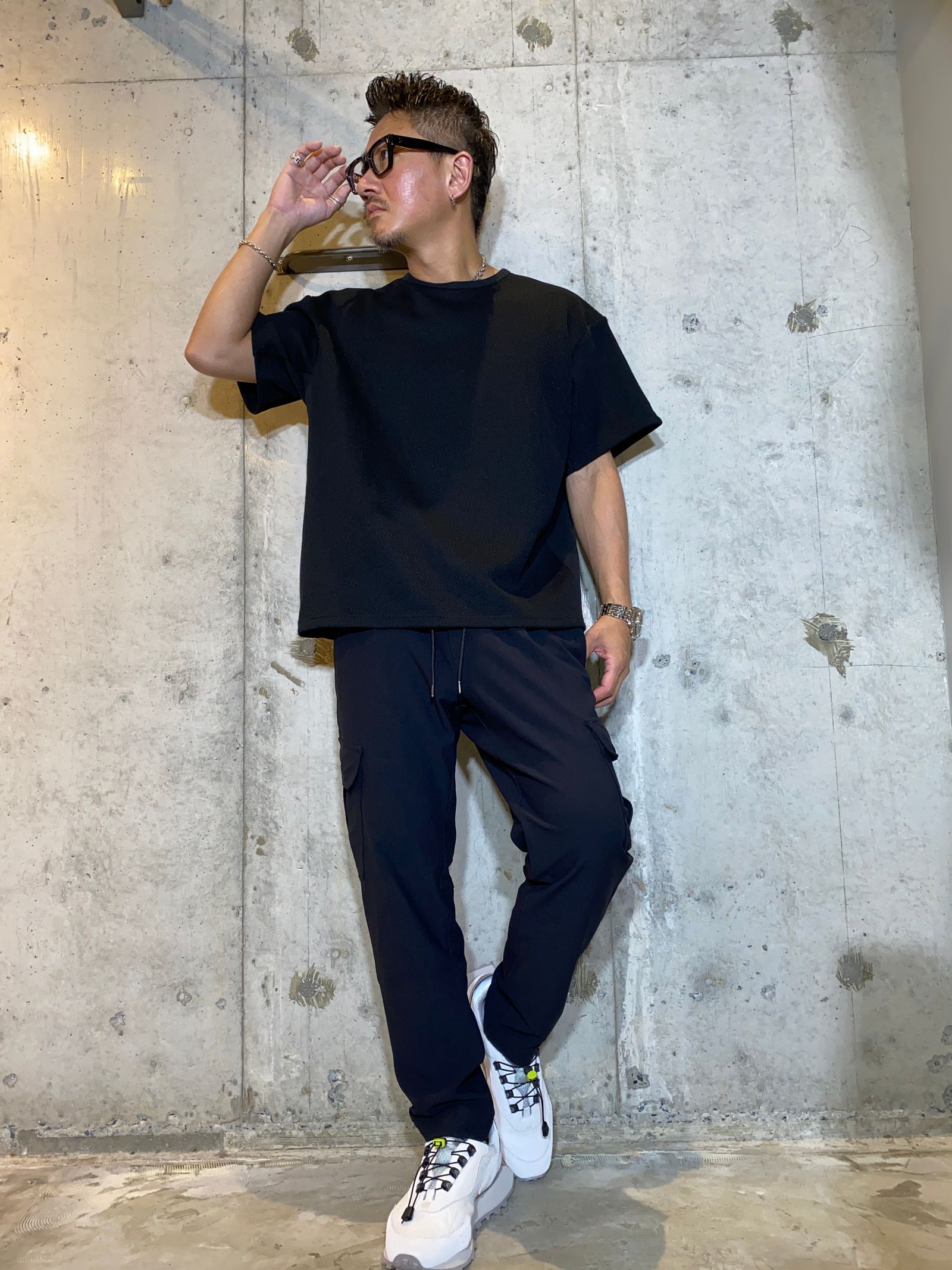 MESH COMBINATION TEE/BLACK