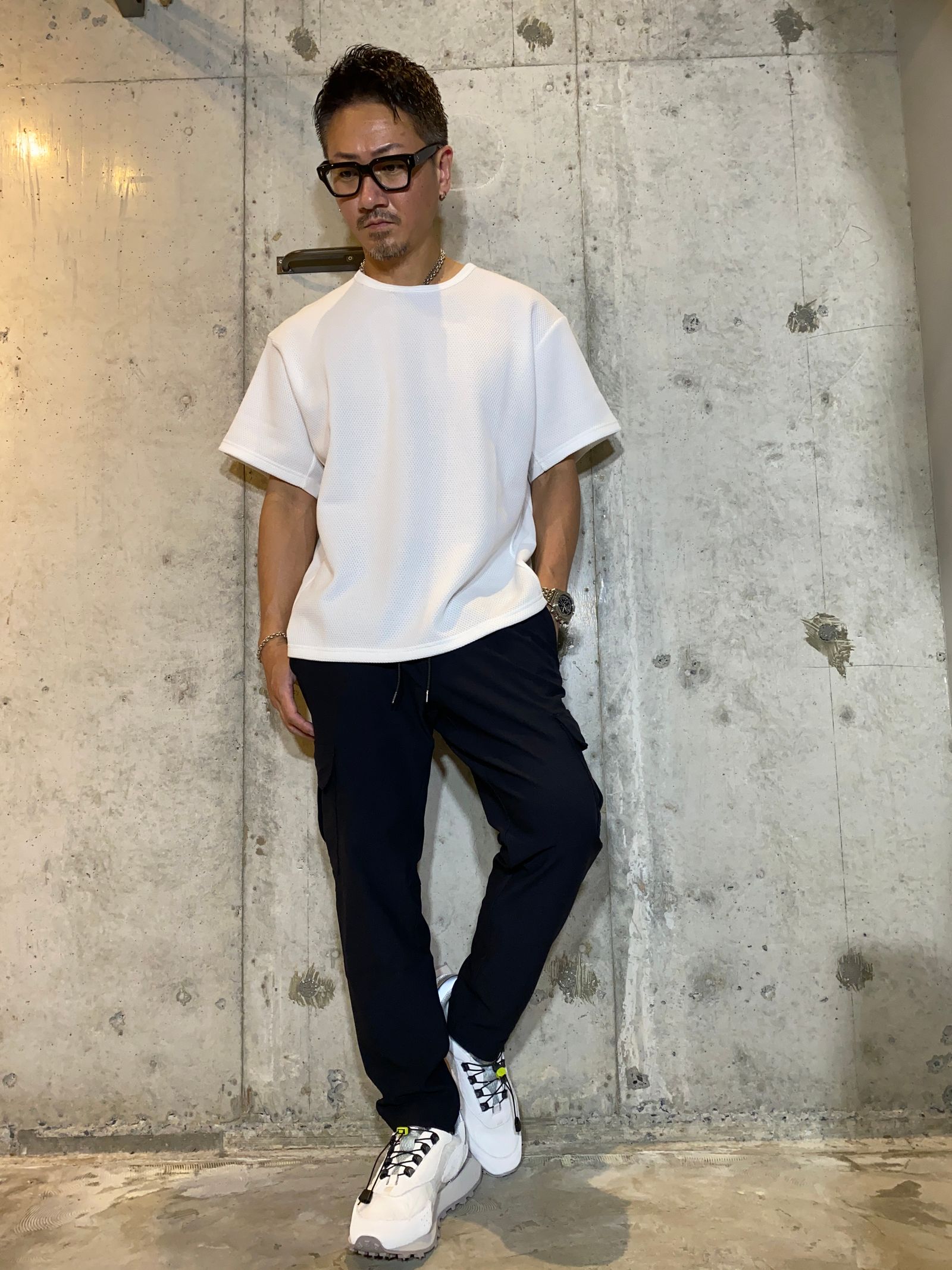 MESH COMBINATION TEE/WHITE