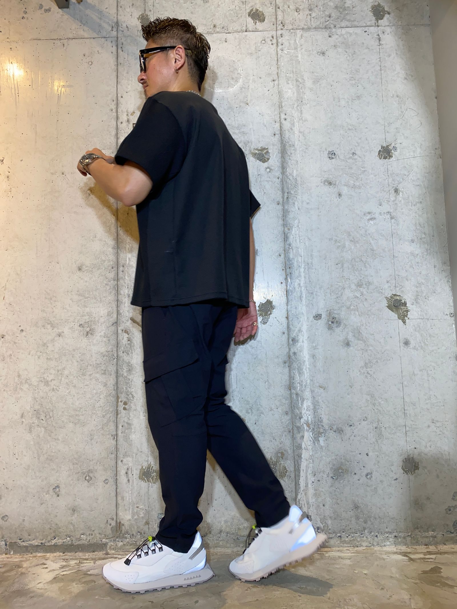 MESH COMBINATION TEE/BLACK
