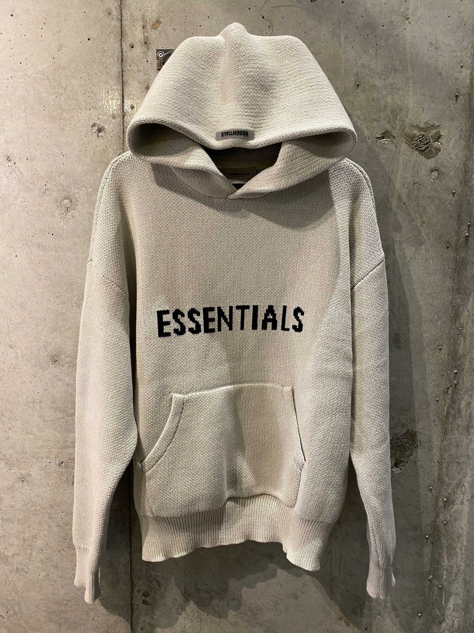 ESSENTIALS Knit Hoodie Taupe L 2020AW