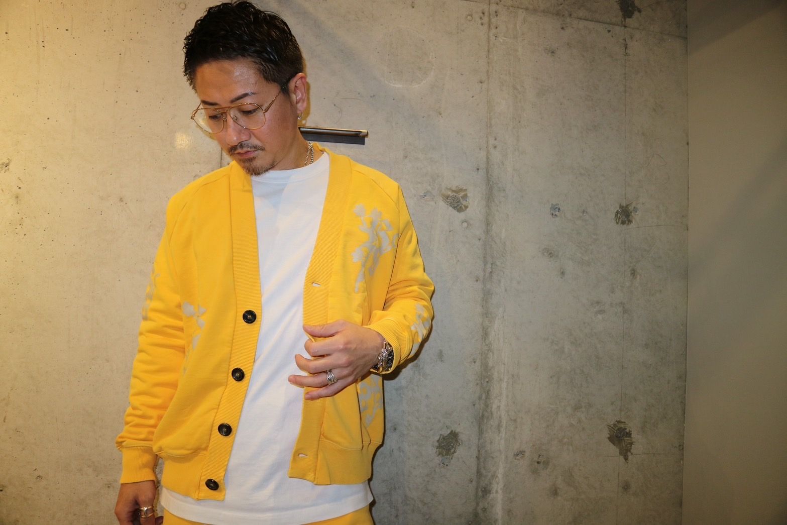 FLEECE CARDIGAN/FLOWER YELLOW