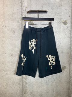 FLEECE SHORT PANT/FLOWER BLACK
