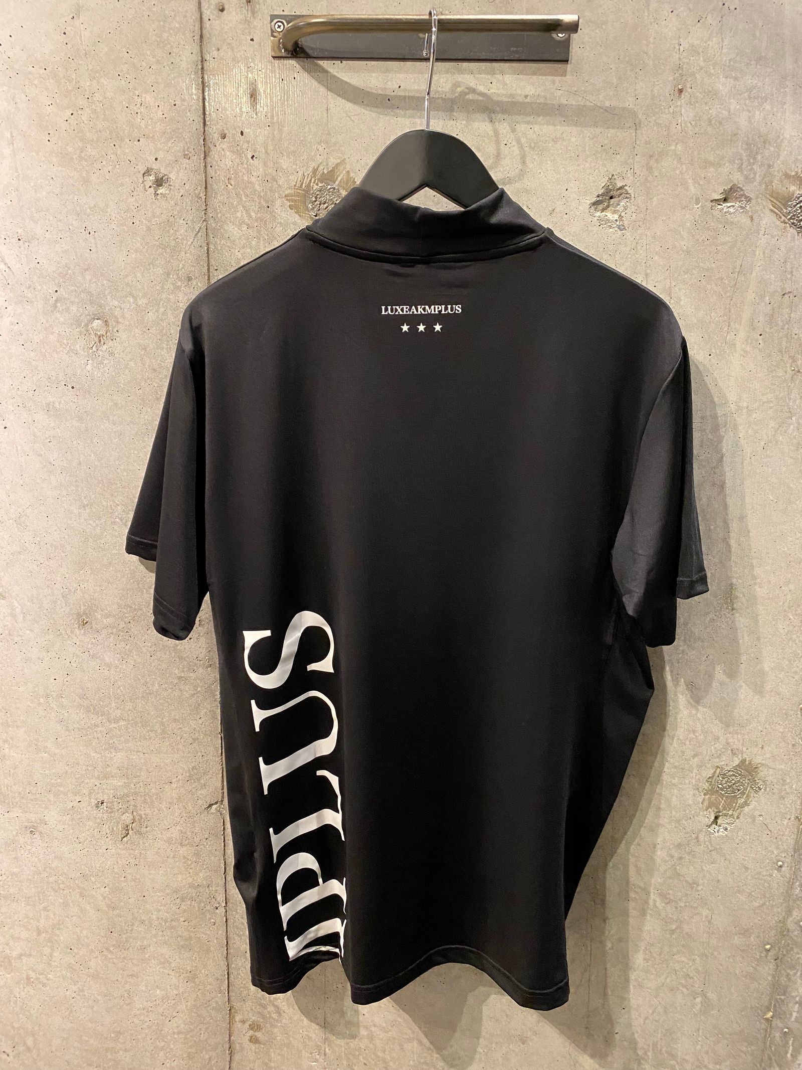 半袖モックネックTシャツ/BLACK